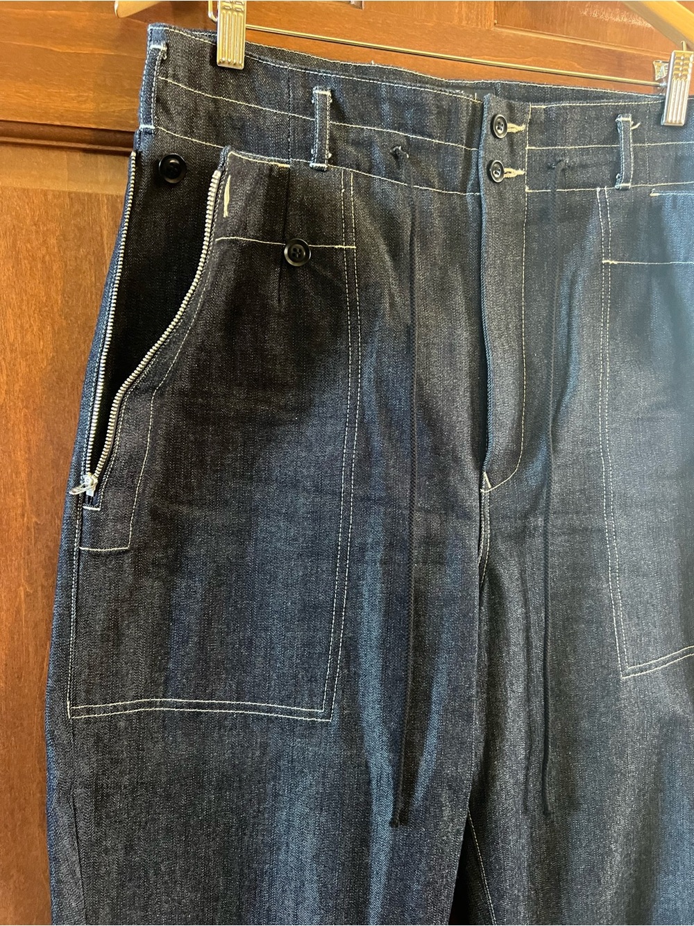 Yohji Yamamoto Jeans Dark Denim Pants Wide Leg Blue Indigo Size S (2 Japanese) - Picture 4 of 15